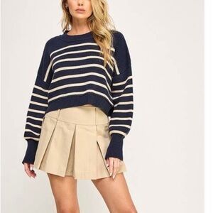 Free People Stripe Easy Street Crop Sweater